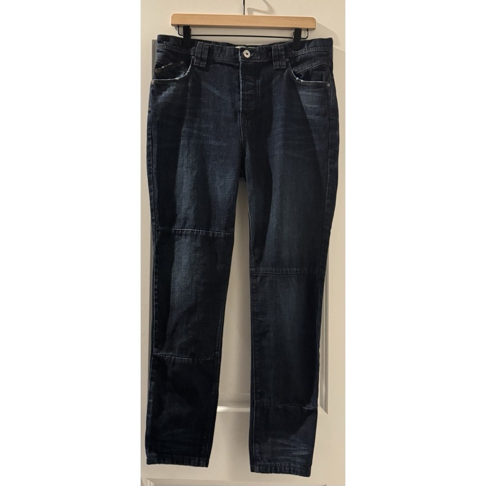 Free People Utility Patchwork Jeans Womens 27 Dark Wash Straight Leg 100% Cotton